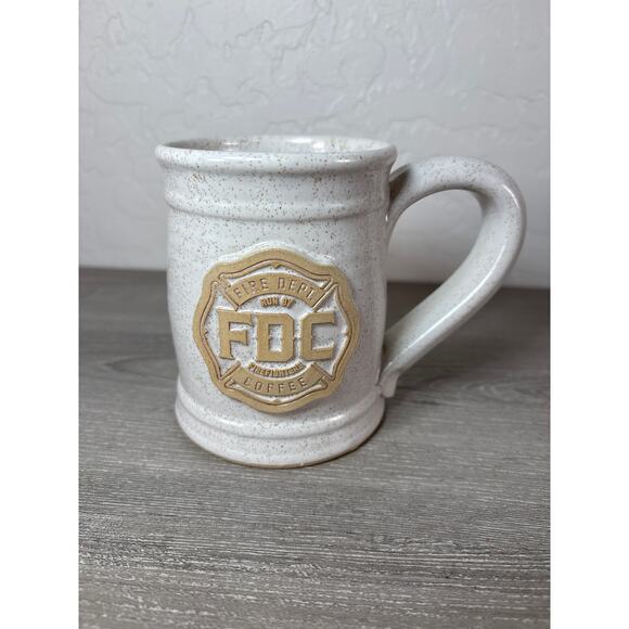 Fireman 15 Oz Coffee Mug Stein Shape Fire Department Coffee Embossed FDC USA - Picture 1 of 5